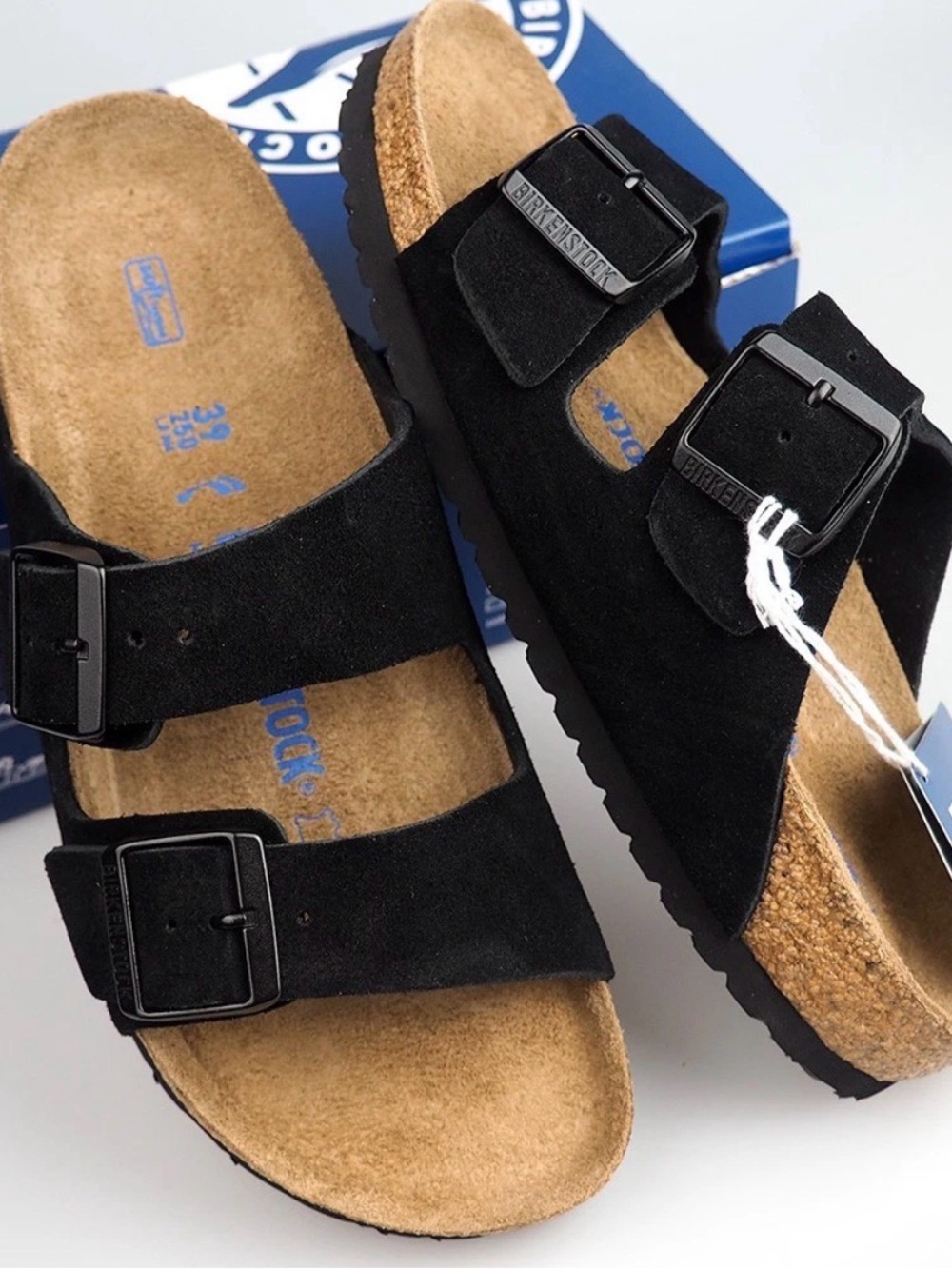 Birkenstock women’s Arizona Suede Double-Buckle Sandal - Black - Picture 4 of 7